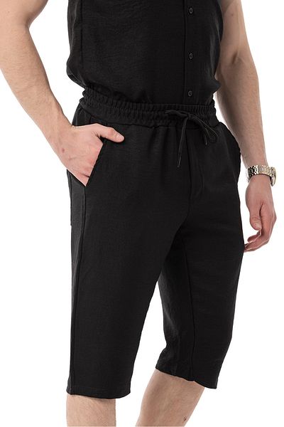 monox Men's Mechanical Linen Shirt Below Knee Capri Suit