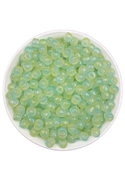 Hedef Bijuteri 50Gr Glass Cylinder 9X6Mm Marbled Green Yellow Beads for Jewel...