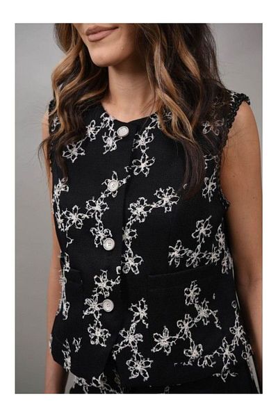 Caspiche FORMAL STYLE CAPRI BUTTONED VEST S Black