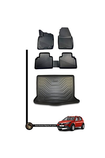 Black Gold Dacia Sandero 2021-2024 3D Havuzlu Paspas + Bagaj Havuzu İkili Set
