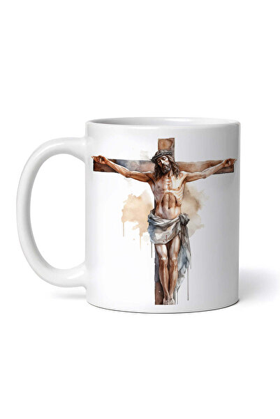 OEM Εξατομικευμένη λευκή κούπα, ο Ιησούς σταυρώθηκε, INOVATIX®. 330ml