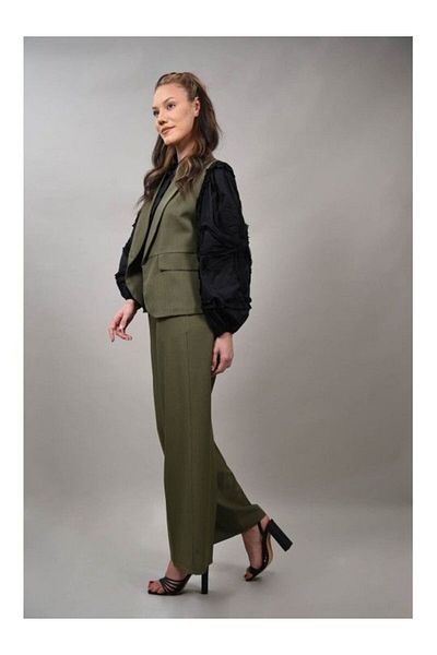 CHANGE OFF Simple Vest Without Buttons Lussuosa Single Waist Khaki
