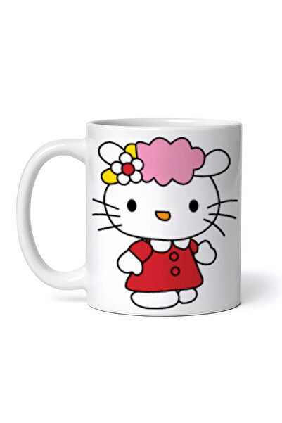 OEM Cană albă personalizată, Hello Kitty cu flori în păr, INOVATIX®. 330ml