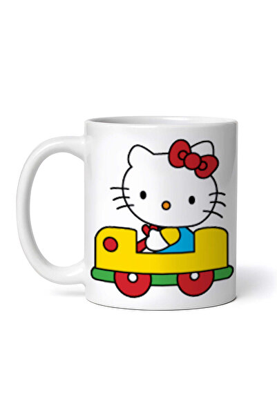 OEM Cană albă personalizată, Hello Kitty cu mașinuță, INOVATIX®. 330ml