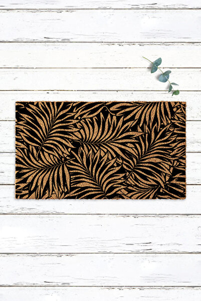Paspas Yap Black Palm Leaf Design Door Mat Koko Doormat