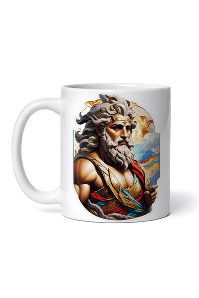 OEM Εξατομικευμένη λευκή κούπα, ο Έλληνας θεός Δίας, INOVATIX®. 330ml