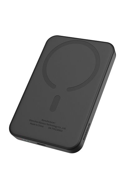 Baseus External Battery, Baseus, Magnetic, Fast Charging, USB-C, 5000mAh, 20W, Magnetic Mini, Black