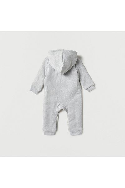 Juniors Penguin Embroidery Hooded Sleepsuit with Long Sleeves and Snap Button Closure