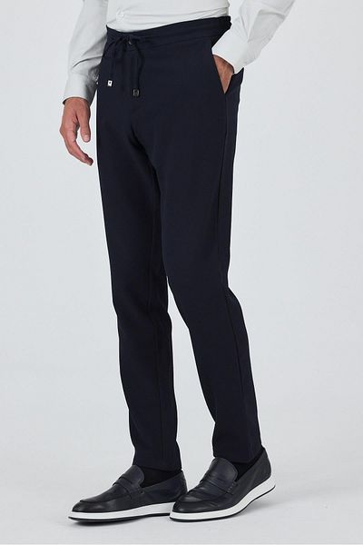 İmza Dark Navy Blue Flexible Elastic Side Pocket Casual Comfort Fit Jogger Trousers 1003250210