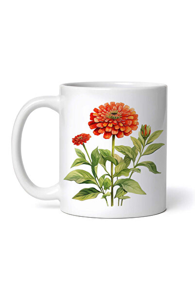 OEM Cană albă personalizată, portocaliu Zinnia, INOVATIX®. 330ml