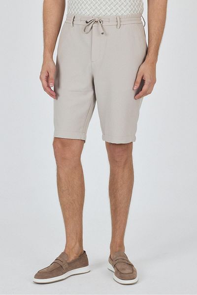 İmza Beige Plain Stretchy Gabardine Casual Shorts 1016250150