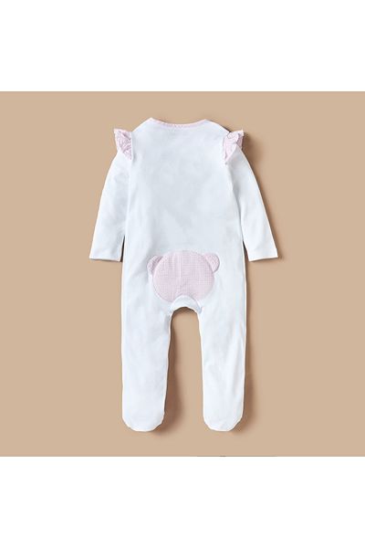 giggles Bow Accent Closed Feet Sleepsuit with Long Sleeves