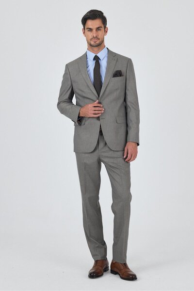 İmza Beige Mono Collar Flexible 6 Drop Comfort Fit Classic Suit 1001250152