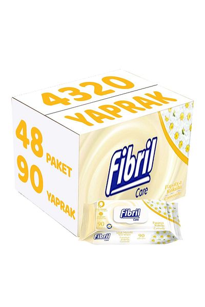 Fibril Wet Towel Wipes 90 Sheets Daisy with Plastic Cover (Set of 48) 4320 Sheets