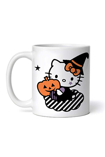 OEM Cană albă personalizată, Hello Kitty cu dovleac de Halloween, INOVATIX®. ...