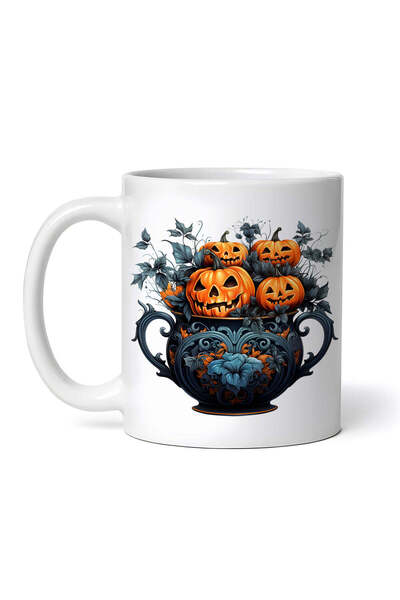 OEM Cană albă personalizată, ghiveci de dovleac de Halloween, INOVATIX®. 330ml