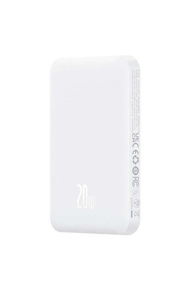 Baseus External Battery, Baseus, Magnetic, Fast Charging, USB-C, 5000mAh, 20W, Magnetic Mini, White
