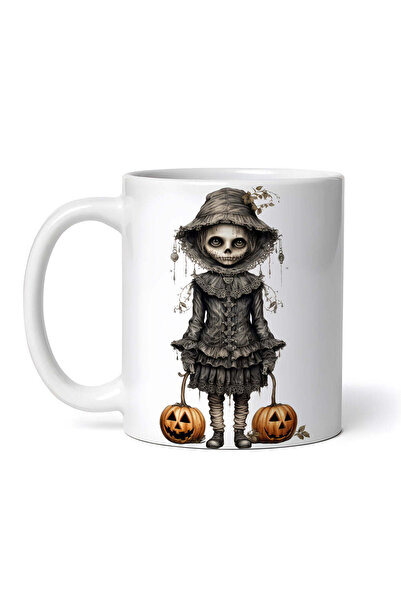 OEM Cană albă personalizată, fată zombie de Halloween cu dovleci, INOVATIX®. ...