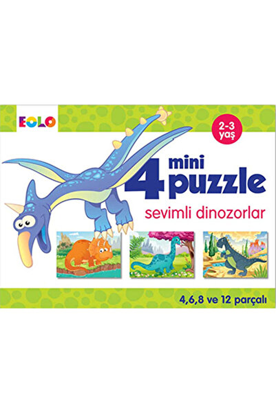 Genel Markalar 4 Mini Puzzle - Sevimli Dinozorlar