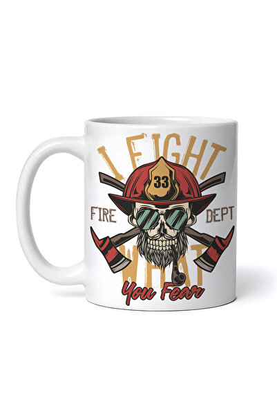 OEM Cană albă personalizată, I Fight What You Fear, Departamentul de Pompieri...