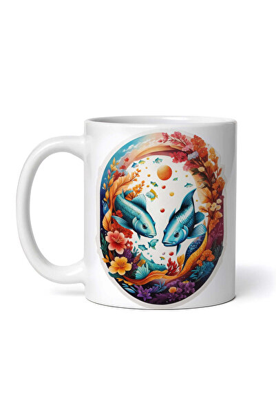 OEM Εξατομικευμένη λευκή κούπα, σύμβολο Ιχθύων, INOVATIX®. 330ml