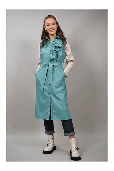 FASHIONLAND Cielo Long Leather-Effect Vest One-Way Turquoise
