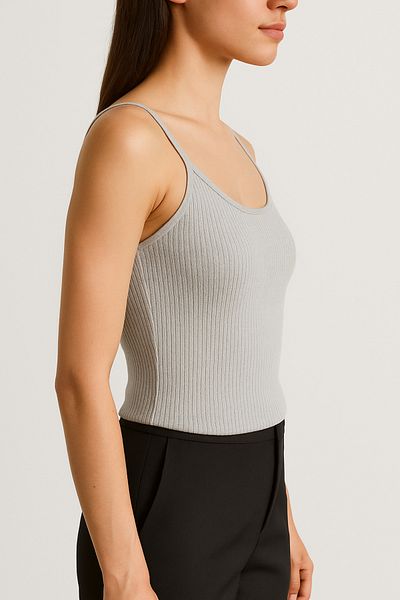 HNX Gray Cotton Thin Strap Ribbed Women's Athlete