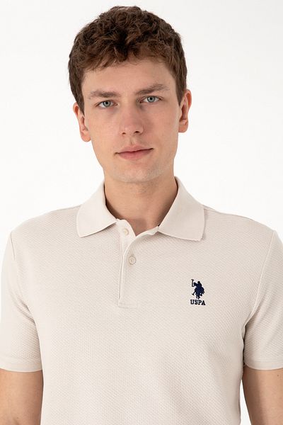 U.S. Polo Assn. Ανδρικό μπλουζάκι με κανονική εφαρμογή Polo Neck Stone Textured T-shirt 50300165-vr049