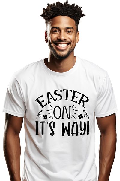 StoryGift Romania Tricou Barbati Cu Mesajul In Engleza "easter On It's Way" - Pastele E Pe Drum Cu Imprimeu Stg