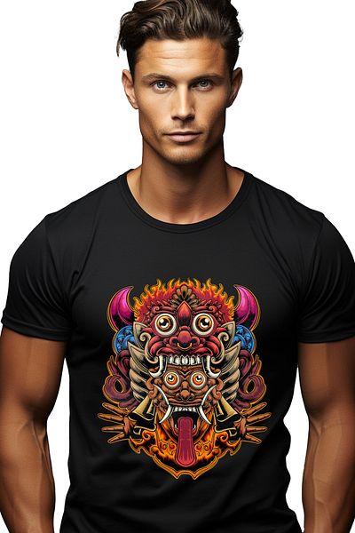 StoryGift Romania Men's T-shirt With Totem, Mayan, Hands, Demons, With Print On The Front, 100% Cotton, Black, X Stg