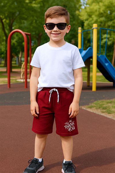 HÇM Boy's Shorts with Pocket Solid Color Text Printed E34
