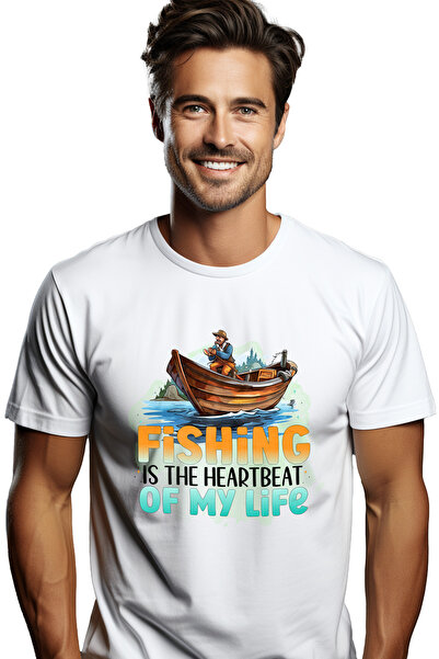 StoryGift Romania Tricou Barbati Cu Pescar In Barca Cu Mesajul "fishing Is Th...