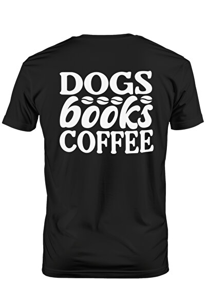StoryGift Romania Tricou Barbati cu textul "Dogs, books, coffee" - caini cart...