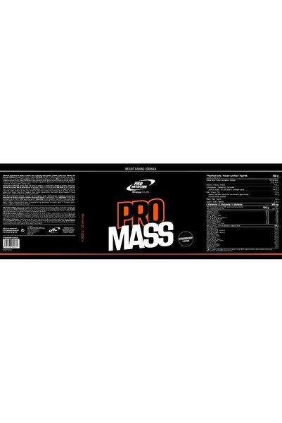 Pro Nutrition Gainer Pentru Creștere În Greutate Și Masă Musculară, Pro Mass, Căpșuni 3000g