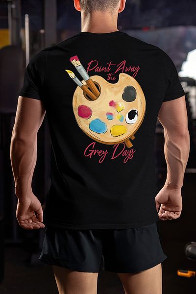 StoryGift Romania Tricou Barbati Pentru Iubitorii De Pictura, Cu Mesajul Motivational In Engleza, Paint Away Stg