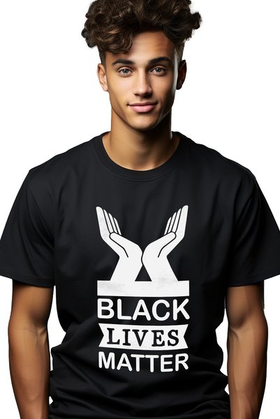 StoryGift Romania Ανδρικό T-shirt με μήνυμα που δηλώνει ότι η ζωή των μαύρων ...