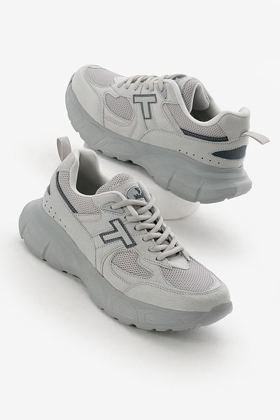 Tonny Black Unisex Light Gray High Faylon Sole Breathable Fabric Lace-Up Sports Shoes