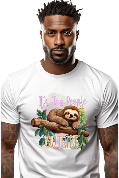 StoryGift Romania Tricou bărbătesc cu leneș/animal leneș cu mesajul „e prea m...