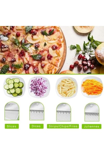 MACVI Macvi® 8-in-1 Multifunctional Grater, for Fruits and Vegetables, 12 Accessories, Durable