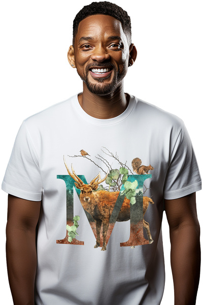 StoryGift Romania Tricou Barbati Cu Litera, M, Cerb, Veverita, Cu Imprimeu Pe...