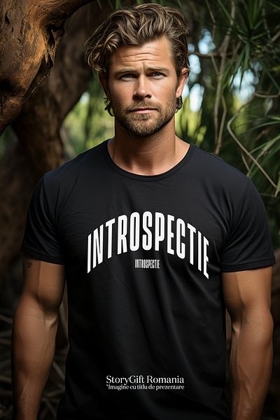 StoryGift Romania Tricou Barbati Cuvantul Introspectie, Motivational, Self Help, Intelegere De Sine, Apreciestg