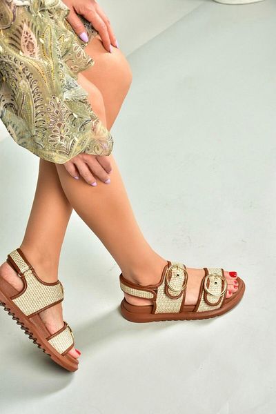 Fox Shoes U725092117 Sandale de damă din paie maro