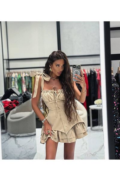Friday Mood Women's Shoulder Tie Corset Dress