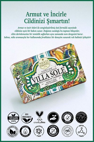 Nesti Dante Villa Sole Fico D'India Di Taormina Solid Soap 250g |   Revitalizing |   Pear, Fig Extract
