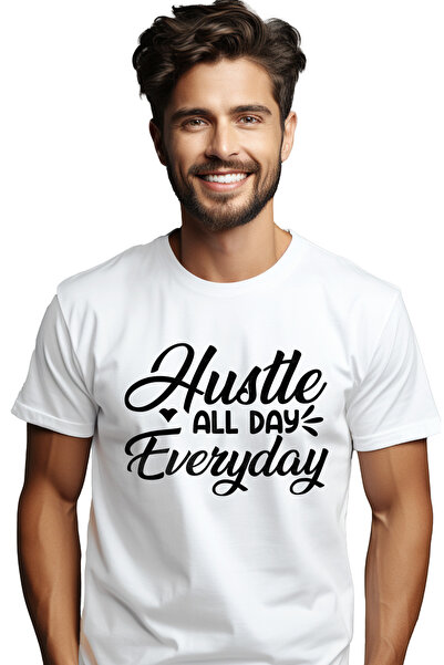 StoryGift Romania Tricou Barbati Cu Textul "hustle All Day, Everyday" - Munce...