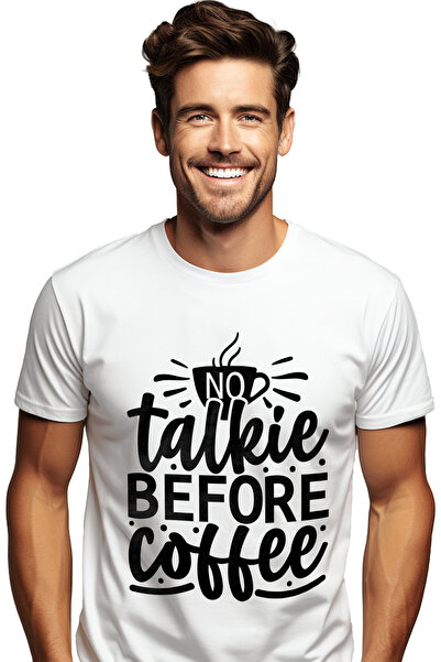 StoryGift Romania Tricou Barbati Cu Textul "no Talkie Before Coffee" - Fara V...