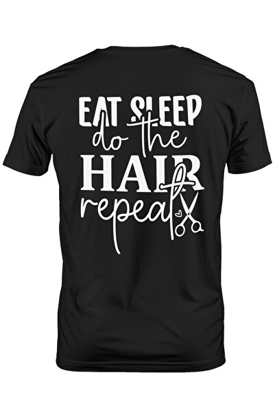 StoryGift Romania Tricou Barbati Cu Textul "eat Sleep, Do The Hair, Repeat" -...