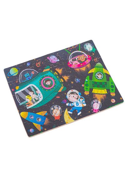 Velixo Wooden Puzzle 100 Pieces 2 in 1, Dinosaurs with Numbers and Cosmos, Metal Storage Box Included