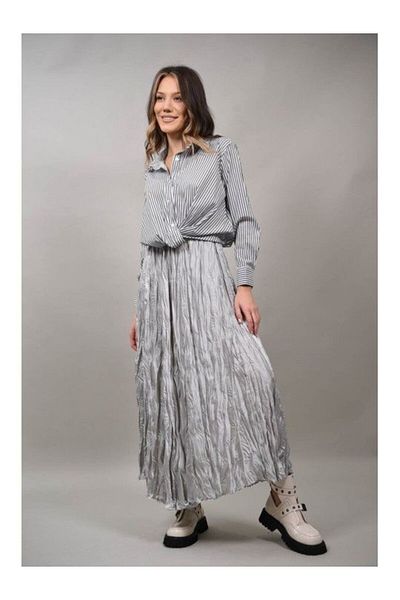 Caspiche FUSTA CU EFECT CRINKLE ASIMETRICA IN PARTEA DE JOS SPLENDORE TALIE UNICA Silver