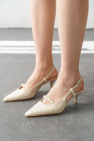 GOFFSHOES Pantofi cu toc mic Justin Pearl de damă - piele maronie